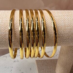 STEELTIME Ladies 7-Piece 18K Gold Plated Stainless Steel Bangle Set